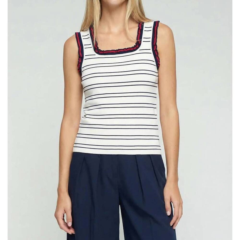 NEW VILAGALLO striped point top in navy/red
